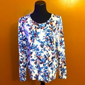 Lands End floral cardigan size L 14-16 supima cotton